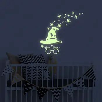 Nový Kouzelný Klobouk Čarodějnice Harries Vyřezávané Noční Svítící Samolepky Hrnčíři Domácí Dekorace Fluorescenční Samolepky, dětské Narozeninové Dárky