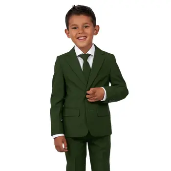 Klasické Zelené Barvě Dítě Obleky Sako Na Zakázku Jediného Breasted Párty, Ples Kabát Obleky/Svatební Chlapci Formální Oblečení Sady