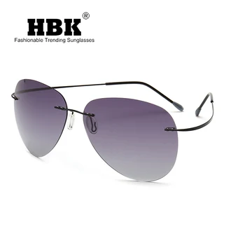 HBK 2019 Ultralight Náměstí Titan Polarizované sluneční Brýle bez Obrouček Jízdy Pilotní Sluneční Brýle Oculos De Sol UV400 Dárek PM0074