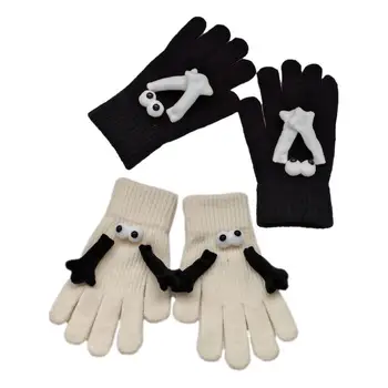 Držení se za ruce rukavice, pět prstů roztomilé rukavice korejská verze polstrované vlna cyklistika teplé pletené rukavice podzim a zimu