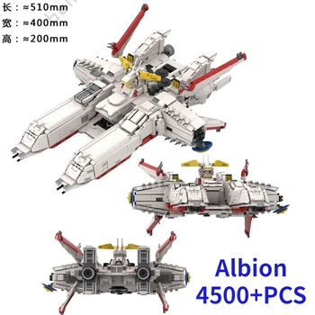 MOC Gundam MSC-07 Albion PEGASUS TŘÍDY 4500 Kusů+ 51CM Bloky DIY Model Připojené základny Sestavit Hračky, Dárkové Kolekce Hobby
