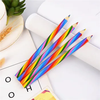 12ks 4 Barvy Koncentrický Gradient Rainbow Pastelové Tužky Pastelky Barevné Tužky Set Levné Kawaii Papírnictví Art Malování Kreslení