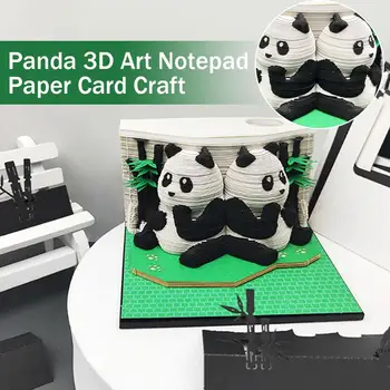 3D Poznámkový blok Panda Huahua Treehouse Blok 3D Poznámkový blok Papíru, Původní Řezba 3D Dárky, Papír Mini DIY Panda Děti Poznámkový blok Model F3U8