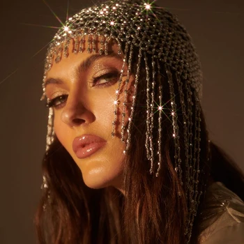 Stonefans Korálky Exotická Kleopatra Cap pokrývka hlavy Břišní Tanec Příslušenství Módní Design Klubu Střapec Vlasy Řetězce Klobouk pro Ženy