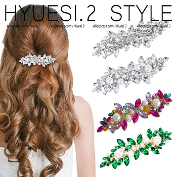 Luxusní Drahokamu Vlasy Klipy Faux Pearl Crystal Květinové Sponky Do Vlasů Svatební Barrettes Ženy Svatební Čelenka Valentines Day Dárky