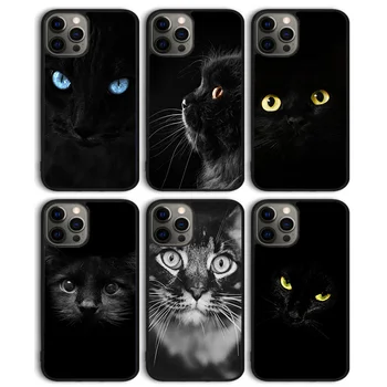 roztomilé zvířátko Černá Kočka Zírající Oko Telefon Případě Zadní Kryt pro iPhone 15 SE2020 14 13 11 12 Pro Max mini XS XR 8 Plus 7 6S Shell Coque