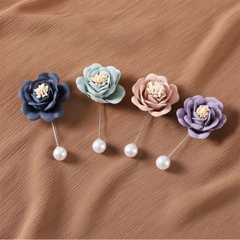 Umělecké Tkaniny Růže Květ Závoj Pin Ornament Bar Ve Tvaru Pin Dlouhou Jehlu, Šátek Pin Brož Dekorace