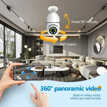 Žárovka E27 5G Kamery Plné Barevné Noční Vidění Automatické Sledování Lidského těla Zoom Vnitřní Sledování Zabezpečení Wifi Kamera