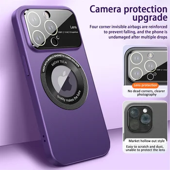Pro iPhone 14 13 Pro Max Magsafe Bezdrátové Nabíjení Matné Pouzdro pro iPhone 14 13 Pro Max Plus Velké Okno Sklo Protector Cover