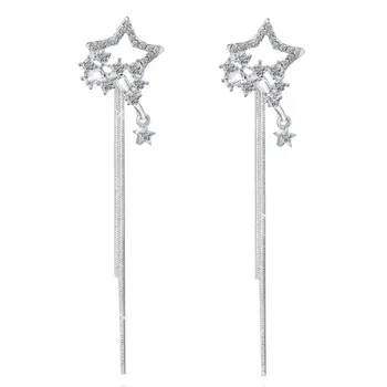 Jednoduché Hvězdičkový Řetěz Střapcem Drop Náušnice Pro Ženy Dlouhé Houpat Náušnice, Piercing Line Příslušenství Módní Ucho Šperky F0T5