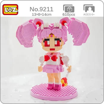 LOZ 9211 Anime Sailor Moon Tsukino Usagi Chibiusa Voják Panenka Model Mini Diamond Bloky, Cihly, Stavební Hračky pro Děti bez Krabice
