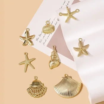 10pcs Nerezové Oceli Hvězdice Shell Přívěsky Mořský Život Zvířat Přívěsky Pro Výrobu Náušnice, Náhrdelník, Náramek Šperky Příslušenství