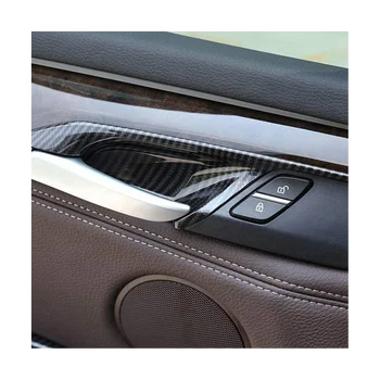 4KS Auto Vnitřní kliky Dveří Mísy Střihu Kryt pro BMW X5 F15 X6 F16 2014-2018 Loketní opěrka Panel Rám Dekorativní Samolepka Uhlíku