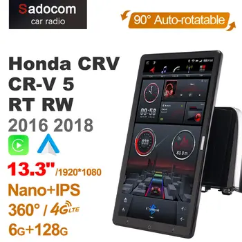 1080P 1920*1080 Android 10.0 pro Honda CRV C-RV 5 RT RW Auto Rádio Audio 13.3 palcový Otočný 360 6G 128 G Tesla Styl IPS