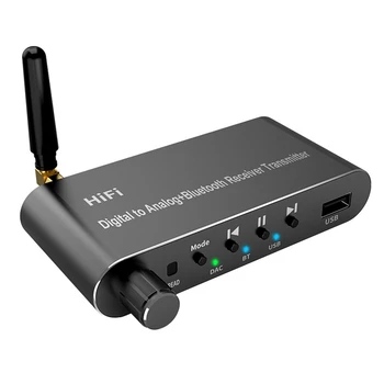 Bluetooth 5.1 Přijímač Vysílač Audio Převodník U-Disk Hrát Coxial/Optický 3.5 MM AUX R/L DAC Převodník Pro TV MP3 Černé