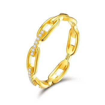 16YTQR0007-45 Lefei Módní Trend Luxusní Diamond-set Classic Moissanite Hiphop Nos Řetězce Prsten Pro Ženy 925 Stříbrné Šperky Dárek