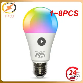 1~8KS Tuya Smart Light E27 LED Světlo Žárovky RGB+WW+CW Stmívatelné Smart Life Hlasové Ovládání Pracuje s Alexa Domů
