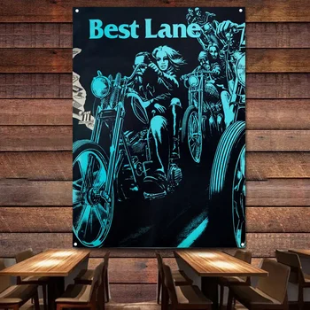 Nejlepší Lane Vintage Motocykly Banner Flag Plakát Wall Art Obraz Gobelín Muž Jeskyně, Bar, Klub, Hospoda Garáž Home Dekor Nálepka