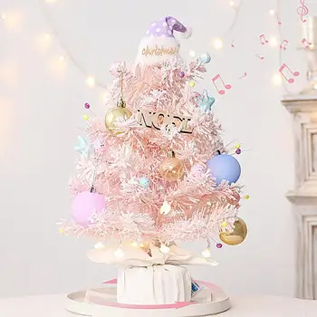 360 Stupňů Otočení Se Rozsvítí Vánoční Strom Music Box Candy Barvy Desktop Stromeček Dárkové Krabice Na Psací Stůl Dekor Vánoční Hudební Hračka