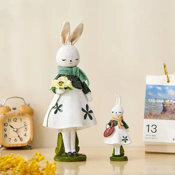Umělecké Bunny Sculpture Pryskyřice Zvíře Socha Miniaturní Pokoj Dekor Moderní Styl Domů Decor Miniaturní Děti, Hračky Stolní Doplňky