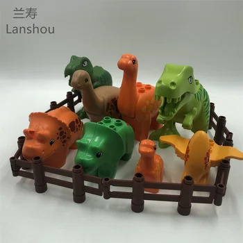 Vzdělávání Shromáždění Velké Stavební Bloky Jurassic Dinosaur Model Doplnit Příslušenství Kompatibilní Cihly Dítě Odolné Hračky Dárek