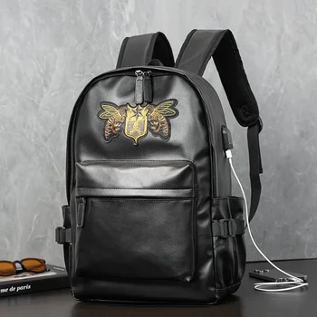 Módní Výšivky Pánské Batoh USB Nabíjecí Cestování Velká Kapacita Student School bag Neformální Muž Laptop Taška