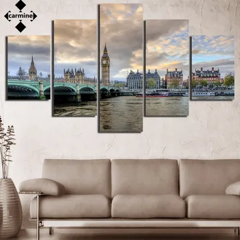 Wall Art Panoráma Plakát a Tisk London Bridge Plátno Obraz Big Ben Vytisknout Obraz Moderní Hd Plakát Bez Rámu Zeď Obrázek