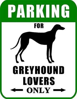 Kovové Plechové Znamení, Parkoviště pro Greyhound Milovníky Jediný Pes, Znamení, Kov, Hliníková cedule na Zeď Art 8 x 12 Palců