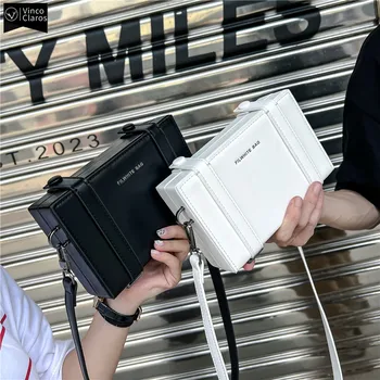 VC Jednoduchá pánská Malá Taška přes Rameno Unisex Telefon Bag Streetwear Osobnosti Krabice, Tašky pro Muže Kufr Tvar Crossbody Tašky