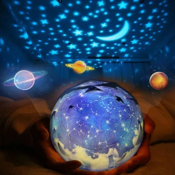 Barevné Otáčet Blikající Star Projektor Ložnice Domovskou Planetu Pro Děti, Dětské 2023 Led Rotující Zemi Světlo Dekorace Lampa