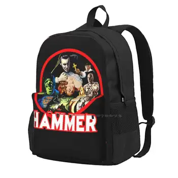 Hammer Classic . Cestovní Notebook Bagpack Školní Tašky, Christopher Lee, Peter Cushing Klasický Horor Kultovního Filmu Kladivo Horor