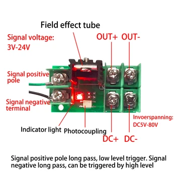 Jeden Kus 8V~80V Elektronický Spínač Ovládací Deska Pulse Trigger Switch Modul DC Ovládání MOS Pole Efekt Trubice Optočlen