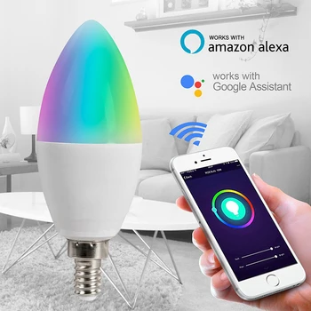 Tuya E14 E12 Inteligentní Žárovka Svíčka RGBCW 5W LED Lampa Smartthings Dálkové Ovládání Kompatibilní S Alexa Domů
