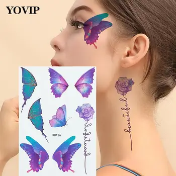 Butterfly Tetování Nálepka Ženy, Hudba, Festival, Jeviště, Make-Up Dekorativní Hole Vodotěsné Oči, Tvář, Ruce, Tělo Umění Falešné Tetování
