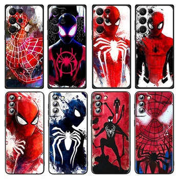 Spiderman Umění Marvel Pro Samsung Galaxy S23 S22 S21 S20 Ultra Plus Pro S10 S9 S8 S7 4G 5G Silikonové Měkké Černé Pouzdro na Telefon