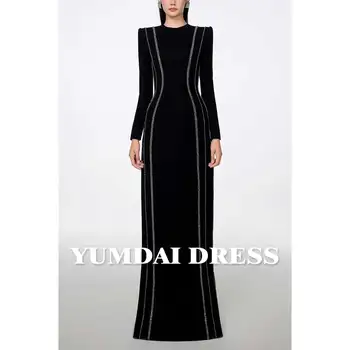 YUMDAI Černé Drahokamu Luxusní Dámské Party Šaty High-end Formální Jevištní Výkon Večerní Šaty 2023 Haute Couture Dlouhé Šaty