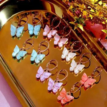 2020 Módní Lesklý Motýl Náušnice Pro Ženy 16 Barva Akryl Hmyzu Náušnice Nový Design Party Se Šperky Přátelství Dárek