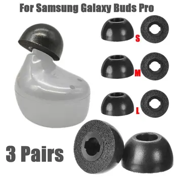 3 Páry Náhradních Paměťové Pěny Tipy pro Samsung Galaxy Pupeny Pro Eartips Bezdrátové Sluchátko Anti-Skluzu Vyhnout se Pádu do Ucha Tipy, Černá