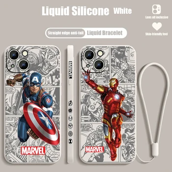 Marvel Captain America Super Pro iPhone 15 14 13 12 11 Pro Max 8 7 Plus XR XS X Tekuté Levé Lano Telefon Případě
