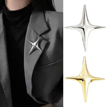 Kovové Čtyř-poukázala Hvězda Brož dámská Brož Elegantní Luxusní Zlaté Stříbrné Barvy Oděvní Doplňky Ženy Obleku Klopě Pin