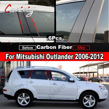 6ks Auto, Okno, Dveře Sloupci BC Pilíř Post Kryt Čalounění Zrcadlový Efekt Černá Materiál PC Nálepka Pro Mitsubishi Outlander 2006-2012