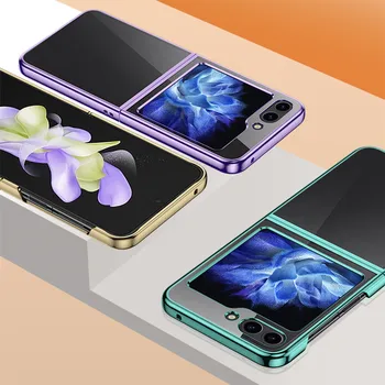 Pokovování Jasné, Telefon Pouzdro pro Samsung Galaxy Z Flip 5 Flip4 Flip5 Flip3 Flip 4 3 Zflip5 5G Nárazuvzdorné Ochranné Kryty