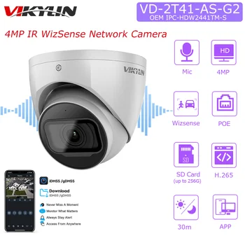 Vikylin Dahua 4MP Wizsense IP Kamery OEM od IPC-HDW2441TM-S Starlight Vestavěný Mikrofon Slot pro SD Kartu Bezpečnostní Kamery