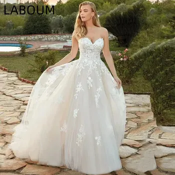 LaBoum Nádherné Svatební Šaty Pro Ženy Elegantní Srdíčko Krajka Nášivka A-line Svatební Šaty vestido de noiva robe de mariée