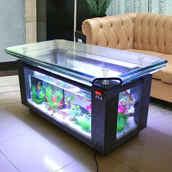 Čajový Stolek Fish Tank Akvárium Ekologické Obývací Pokoj Domácí Kancelář Skleněný Čajový Stolek Želva Jar Spodní Filtr Tráva Tank