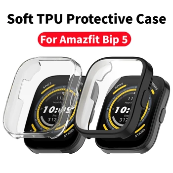 Pokovování Měkké TPU Pouzdro Pro Amazfit Bip 5 Full Screen Protector Shell SmartWatch Kryt Pro Huami Amazfit Bip5 Nárazník Příslušenství