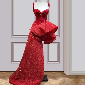 2023 Red Flitr Špagety Popruh Koktejlové Šaty Vrstvení Srdíčko Formální Příležitosti, Party Šaty s Koncové Žen Prom Šaty