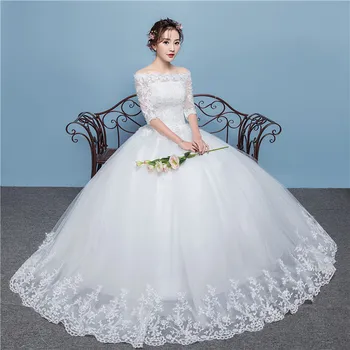 Svatební Šaty Roku 2023 Nové Jednoduché korejský Jedno rameno Střední Rukávy Slim Velký Svatební Večerní Šaty Pro Ženy, plesové Šaty