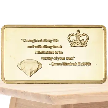 Královna Alžběta II Pozlacené pamětní Mince Bar Královna Anglie Pozlacené Bar Pro Kolekce Koruna A Diamant Pamětní