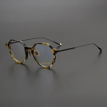 Vysoce Kvalitní Retro Oválné Optické Rámu Brýlí Muži Vintage Titan Acetát Brýle Ženy Módní Plný Ráfek Krátkozrakost Brýle